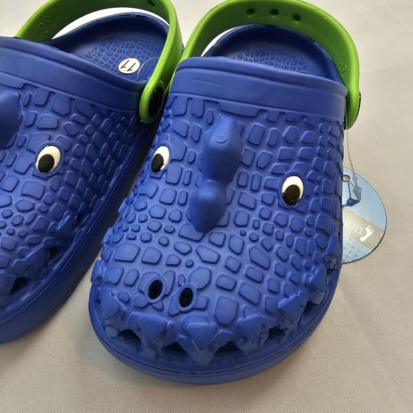 NWT, Toddler Dinosaur Clogs Shoes Blue Kid Sizes 8-11.5 - Picture 7 of 11